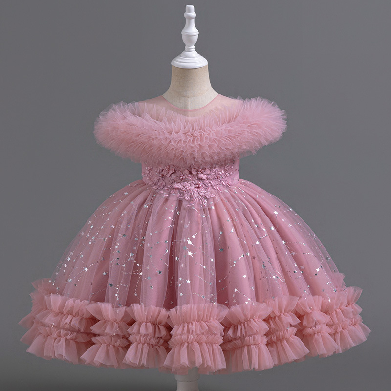 Lace Ribbon Trim - Modna sukienka księżniczki dla dziewczynek bez