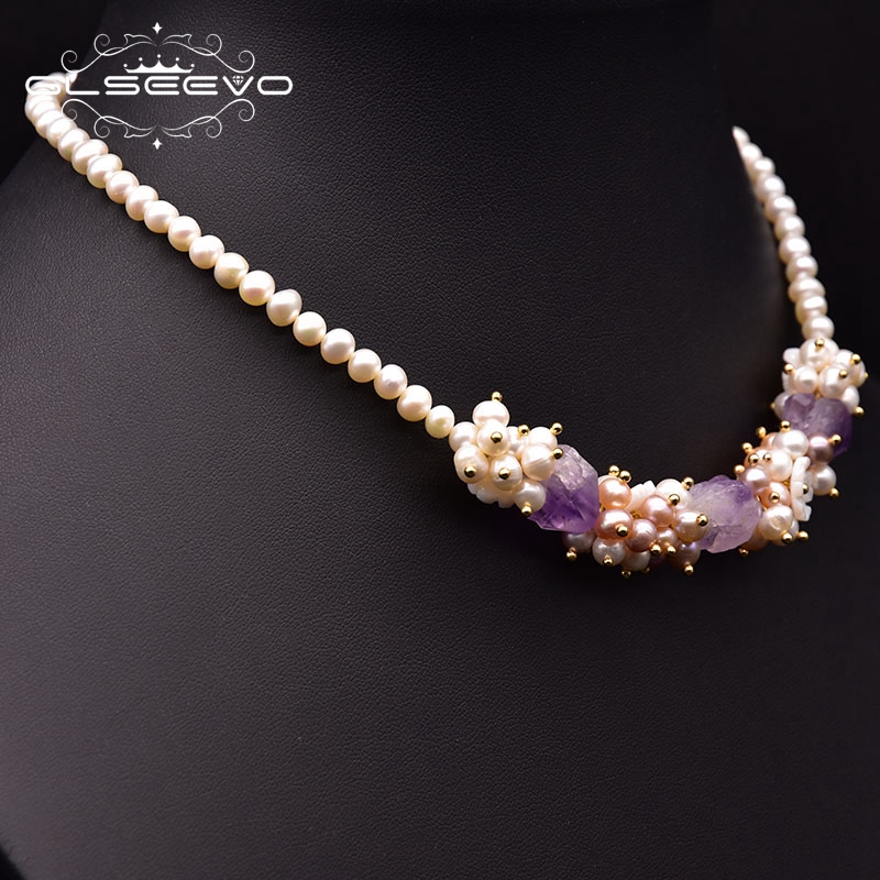 Pearl Trim Chain - GLSEEVO Naturalna perła słodkowodna Krótki naszyjnik