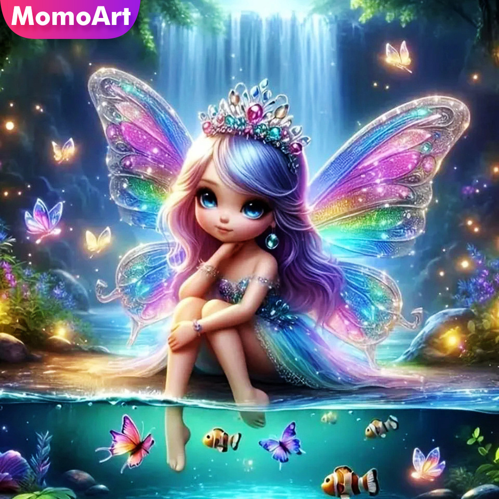 Embroidery Embellishments - Momoart Girl Diamond Mosaic Portrait New