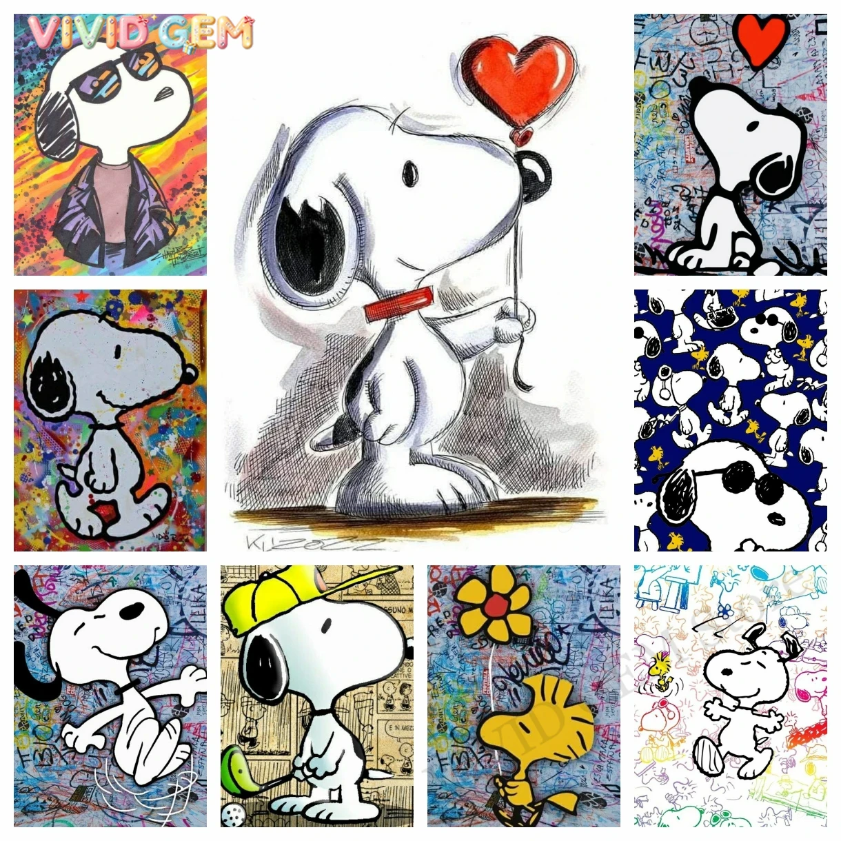 Embroidery Embellishments - VIVID GEM Kawaii Graffiti Snoopy Kreskówki