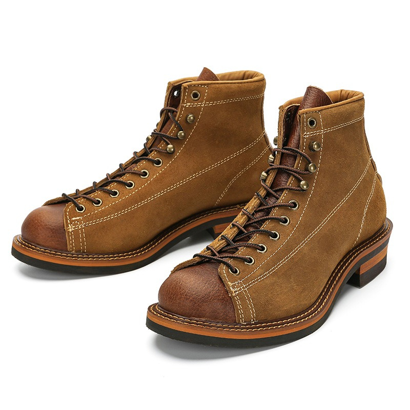 Guipure Lace Panel - Męskie buty motocyklowe vintage z prawdziwej