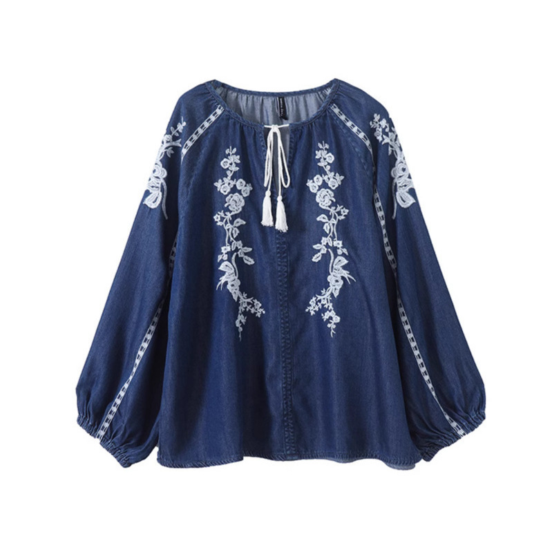 Damska bluzka jeansowa z hafte – Tassel Fringe Trim recenzja i cena