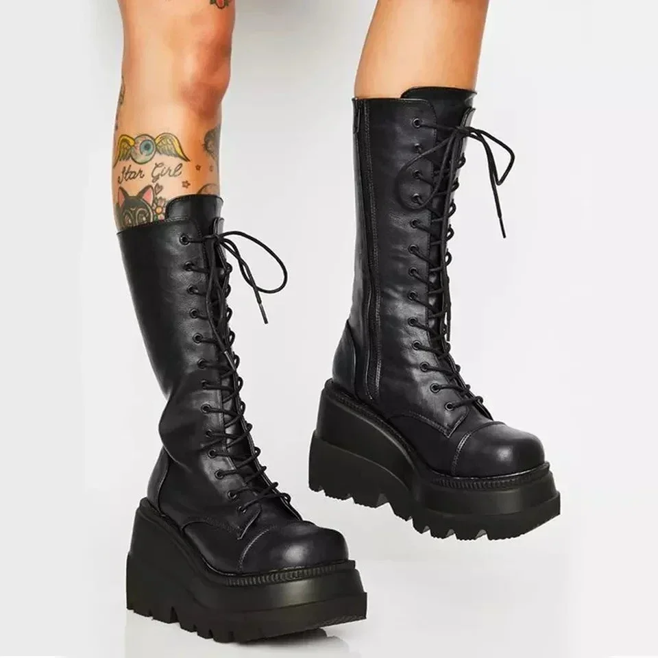 Punk damskie buty na platformi – Guipure Lace Panel recenzja i cena
