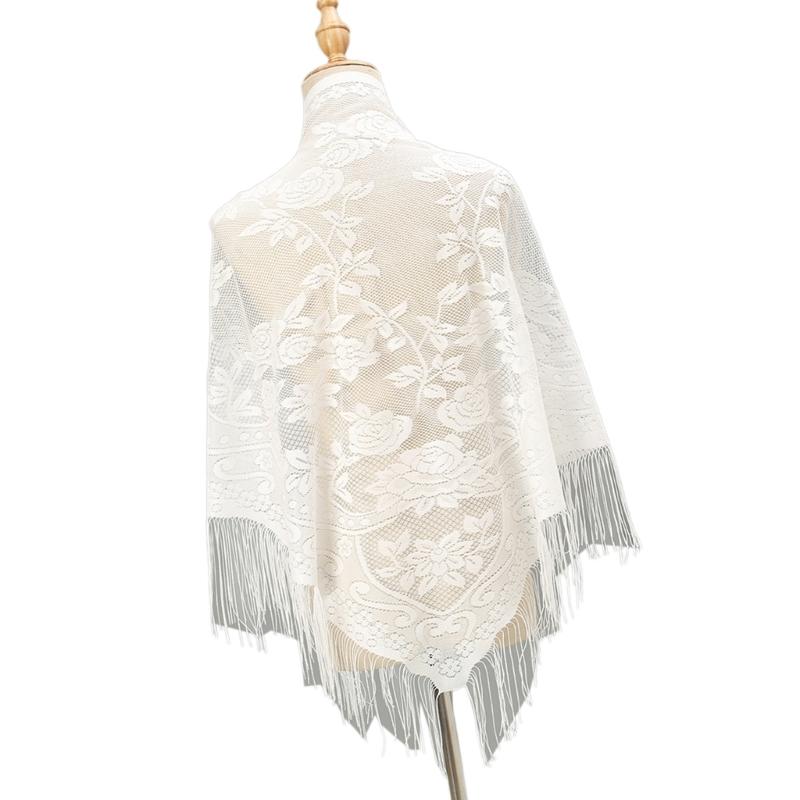 652F Stylowy koronkowy szal z  – Tassel Fringe Trim recenzja i cena