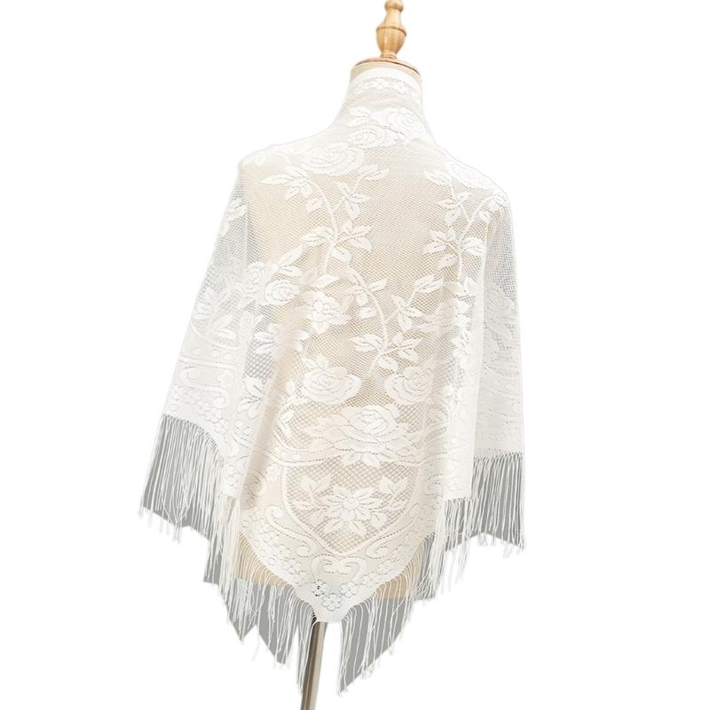 652F Stylowy koronkowy szal z  – Tassel Fringe Trim recenzja i cena